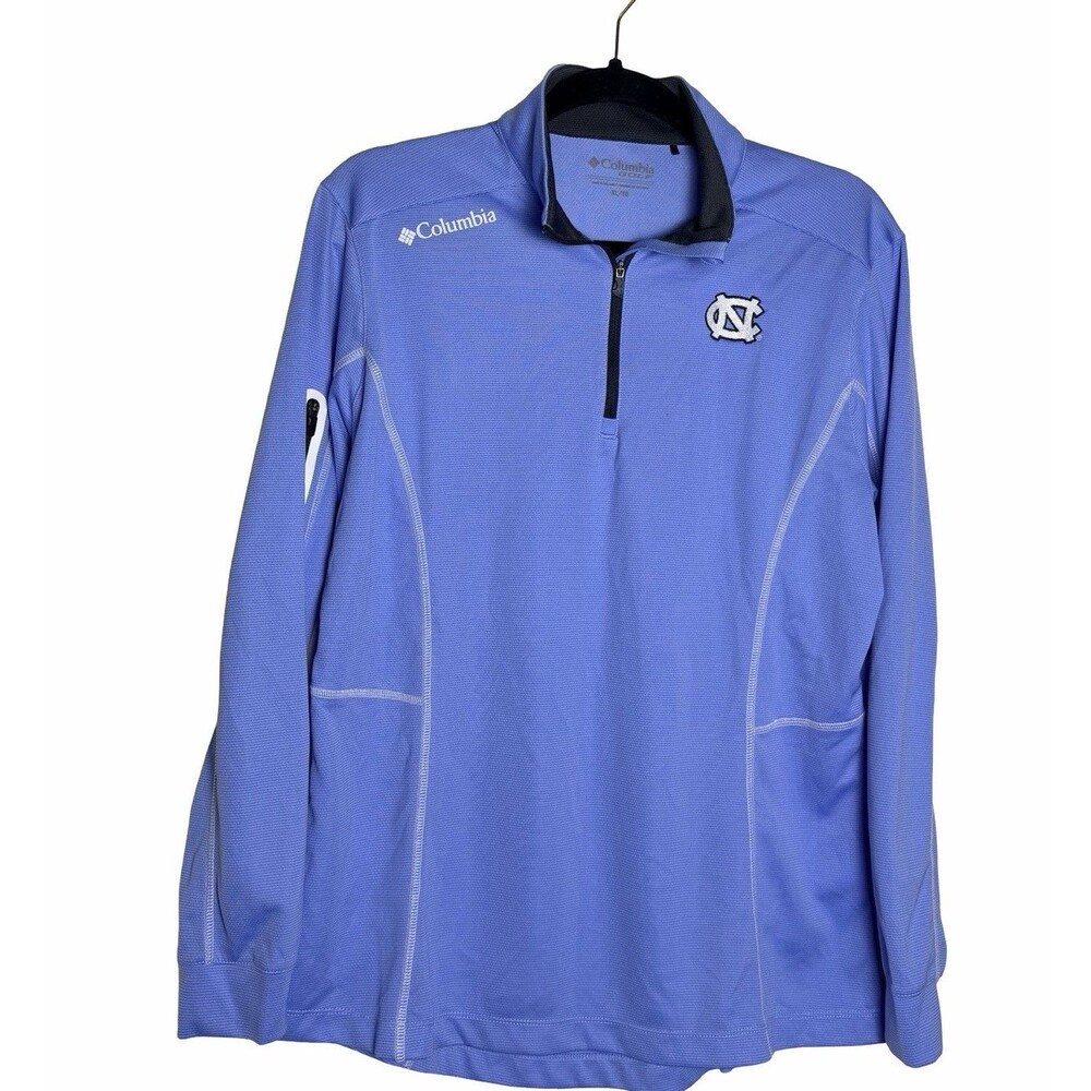 Columbia North Carolina 1/4 Zip Pullover Women's XL Blue Omni Wick Shotgun LS